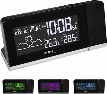 Orë alarmi me projektor TechnoLine WT539, ekran LED me ngjyra, radio kontroll, e zezë