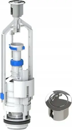 Valvul shkarkuese për rezervuar tualeti KK-Pol Flush Valve Chr 3/6L, lartësi 330-420mm, plastike, e bardhë