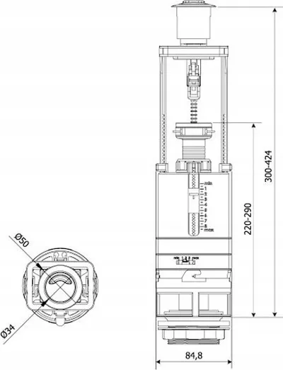 Buton shkarkimi KK-Pol Flush Set Duo Max 3/6, krom - 2