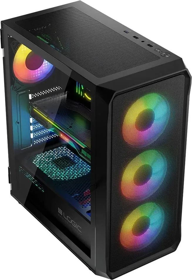 Kase kompjuteri Logic Concept Portos ARGB, MIDI Tower, xham i kalitur, e zezë - 14