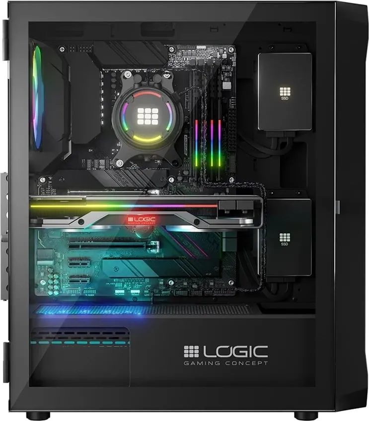 Kase kompjuteri Logic Concept Portos ARGB, MIDI Tower, xham i kalitur, e zezë - 18