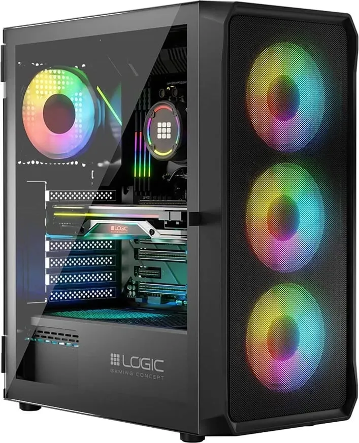 Kase kompjuteri Logic Concept Portos ARGB, MIDI Tower, xham i kalitur, e zezë - 4