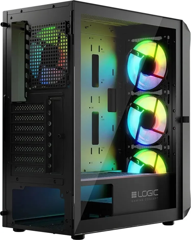 Kase kompjuteri Logic Concept Portos ARGB, MIDI Tower, xham i kalitur, e zezë - 5