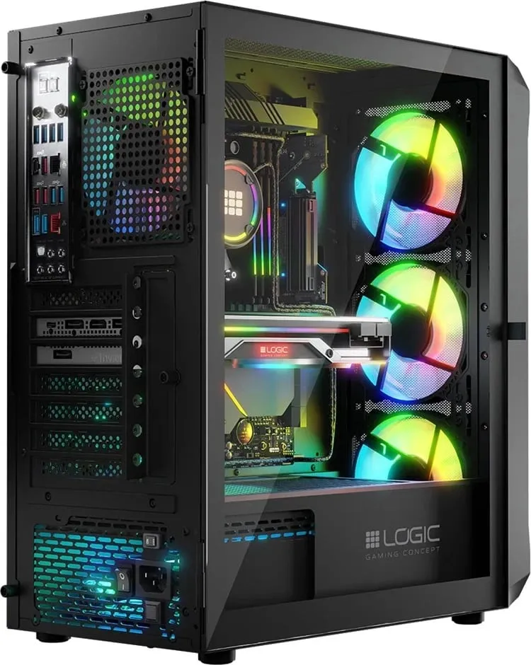 Kase kompjuteri Logic Concept Portos ARGB, MIDI Tower, xham i kalitur, e zezë - 6