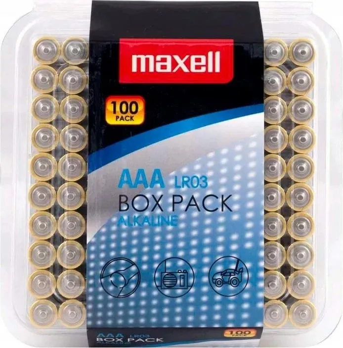 Bateri alkaline Maxell LR03 AAA, 1.5V, 100 copë, Blu - 1
