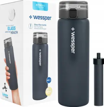 Shishe uji qelqi Wessper ActiveMax, 680ml, me filtër karboni, e zezë