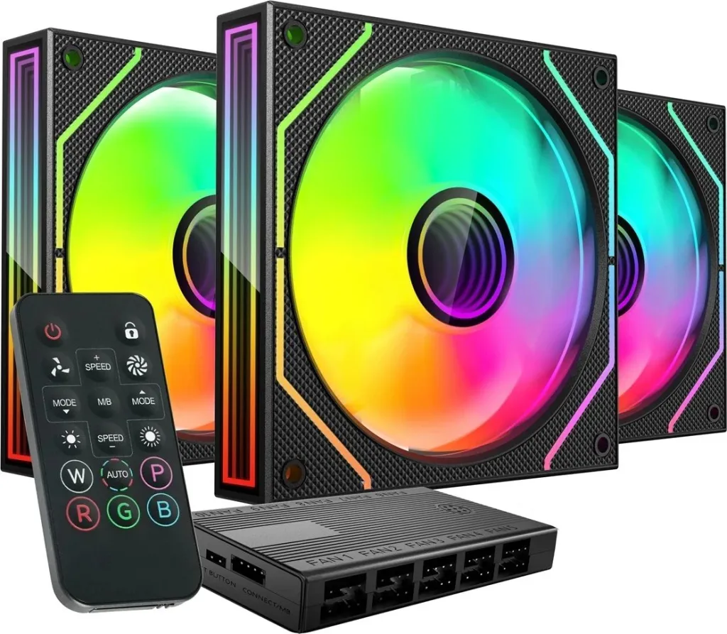 Ventilatorë PC Mars Gaming MF-3DPROKIT, 3x 120mm ARGB, PWM, të zinj - 1