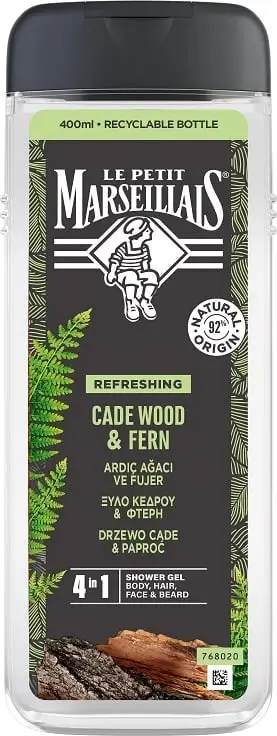 Xhel për dush për meshkuj Le Petit Marseillais Nature For Men 4-in-1 Cedar & Fern 400ml