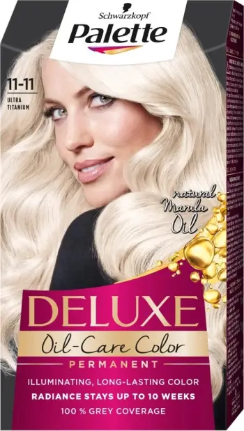 Ngjyrë flokësh Palette Deluxe Oil Care 11-11 Blonde Ultra Titanium, e përhershme, me mikro vajra