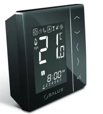 Termostat sipërfaqësor Salus VS20BRF 4në1 Wireless, i zi