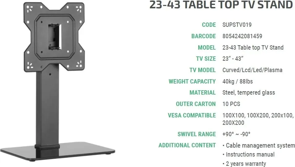 Mbajtës TV Superior SUPSTV019, 23"-42", 40Kg, i zi - 7