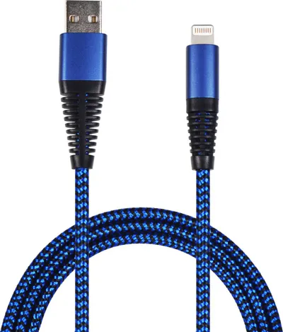 Kabllo USB 2GO USB A në Lightning, 1 m, najlon, blu - 1