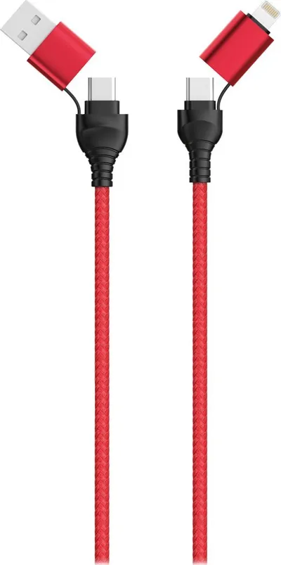 Kabllo USB 2GO 797370, USB A në USB C dhe Lightning, 1.2 m, e kuqe - 1