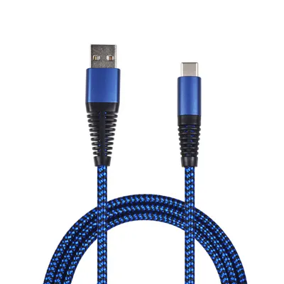 Kabllo USB 2GO USB A në USB C, 1 m, najlon, blu - 1