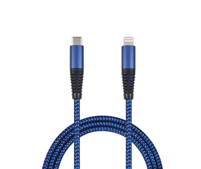 Kabllo USB 2GO USB C në Lightning, 1m, najlon, blu - 1