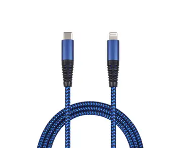 Kabllo USB 2GO USB C në Lightning, 1m, najlon, blu