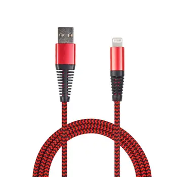 Kabllo USB 2GO USB A në Lightning, 1 m, najlon, e kuqe