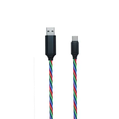 Kabllo USB 2GO USB A në USB C, 1 m, najlon, shumëngjyrëshe - 1