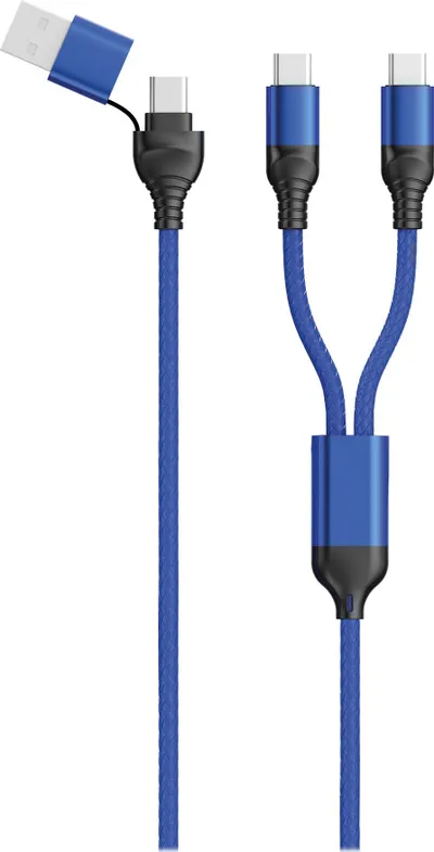 Kabllo USB 2GO 797366, USB A në 2x USB C, 1.2 m, blu - 1
