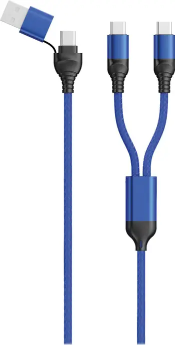 Kabllo USB 2GO 797366, USB A në 2x USB C, 1.2 m, blu