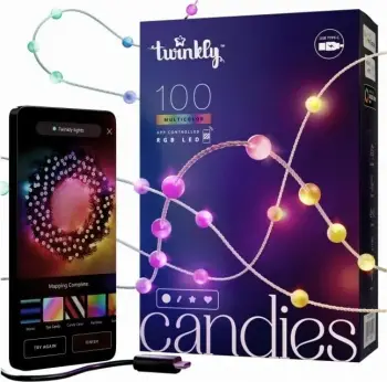 Drita për pemë të Krishtlindjeve Twinkly Candies, TWKP100RGB-T, 6 m, Multikolor