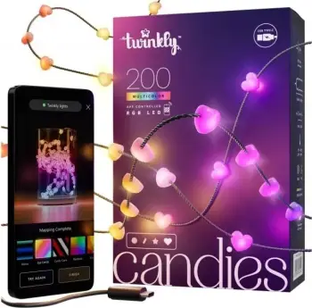Drita LED për pemë Krishtlindjesh Twinkly Candies TWKH200RGB-G, 200 drita, Multikolor