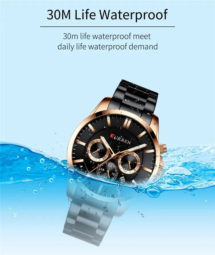 Orë dore për meshkuj Curren 8358, e zezë/ rose gold - 2