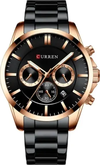 Orë dore për meshkuj Curren 8358, e zezë/ rose gold