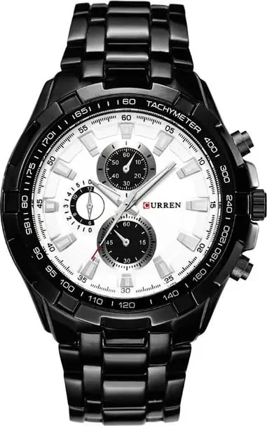 Orë dore për meshkuj Curren 8023, e zezë/argjend - 1