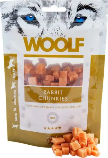 Shujta për qen Brit Woolf Rabbit Chunkies, mish lepuri, 100g