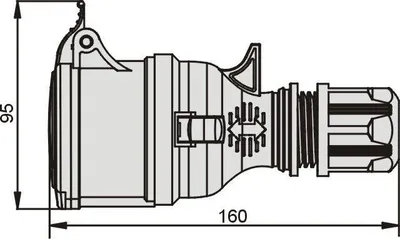 Prizë portative Elektromet, 16A, 400V, 5P, IP44, e kuqe/hirtë - 2