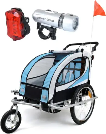 Karrocë rimorkio biçiklete Funfit 2 persona JOGGER, me amortizator, blu