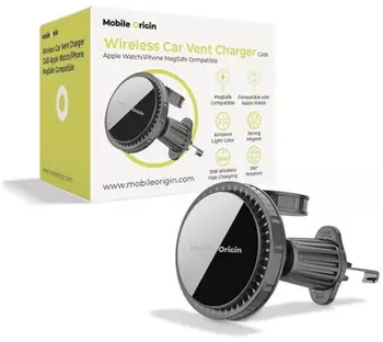 Karikues veture me valë Mobile Origin CA18, për Apple Watch dhe iPhone, MagSafe, i zi