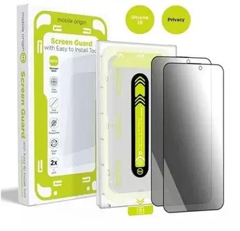 Xham mbrojtës Mobile Origin për iPhone 16, Privacy, 2 copë, transparent