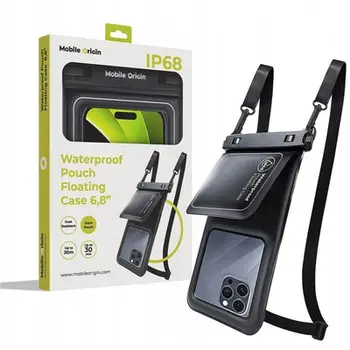 Kese mbrojtëse uji Mobile Origin Waterproof Floating, për telefona deri 6.8", me xhep të vogël, bardh e zi