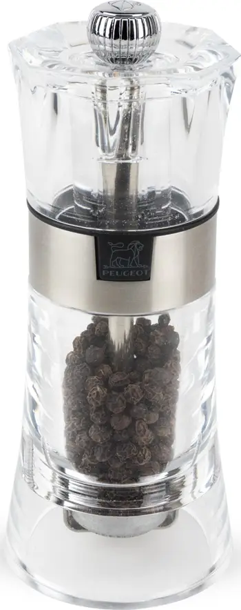 Mulli manual për piper Peugeot Oslo, akrilik dhe çelik inox, transparent