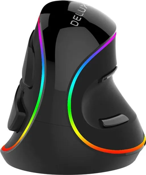 Maus vertikal Delux M618Plus, me kabllo, RGB, i zi/blu - 1