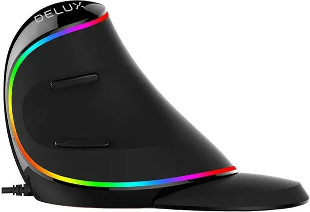 Maus vertikal Delux M618Plus, me kabllo, RGB, i zi/blu - 2