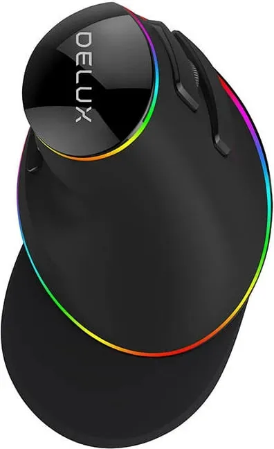 Maus vertikal Delux M618Plus, me kabllo, RGB, i zi/blu - 3
