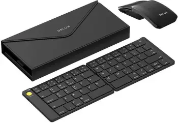 Set tastierë wireless e palosshme Delux KF10 dhe maus MF10PR, e zezë