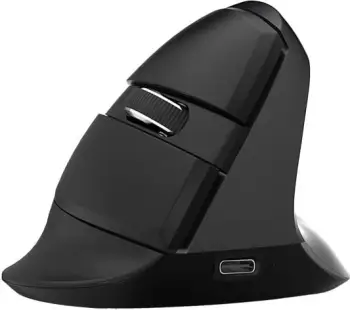 Maus vertikal Delux M618Mini, wireless BT+2.4G, RGB, 4000DPI, Iron Gray