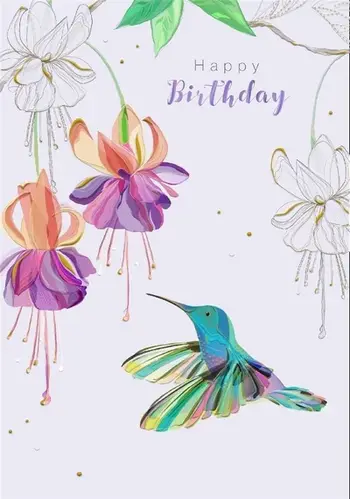Kartolinë urimi Turnowsky MO8514X1 Birthday Hummingbird, format B6, me zarf, shumëngjyrëshe
