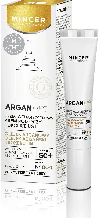 Krem anti-rrudhë për sy dhe buzë Mincer Pharma ArganLife No.804 për femra 15ml - 1