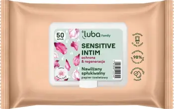 Letër higjienike e lagur për zona intime Luba Family Sensitive Intim, 50 copë