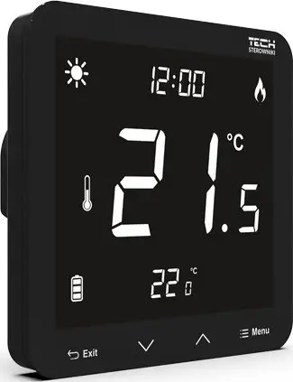 Termostat dhome Tech Controller ST-297V3, montim i fshehtë, panel xhami 3 mm, i zi