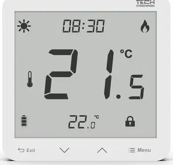Termostat dhome Tech Controller ST-297V3, flush-mounted, ekran xhami 3 mm, i bardhë