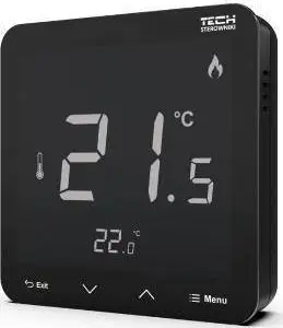 Termostat wireless Tech Controller R-8-S PLUS, matje temperature dhe lagështie, ekran LCD, i zi
