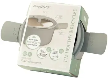 Tenxhere BergHOFF Balance 3.3qt, veshje qeramike jo ngjitëse, kapak xhami, gri