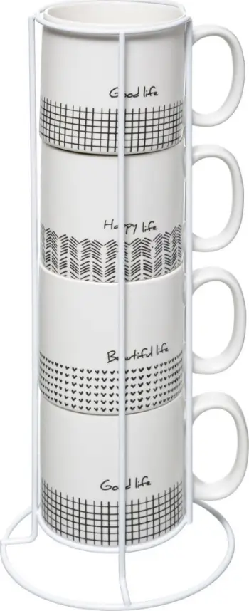 Set filxhanësh qeramikë Secret de Gourmet, 4 copë, 240ml, të bardhë