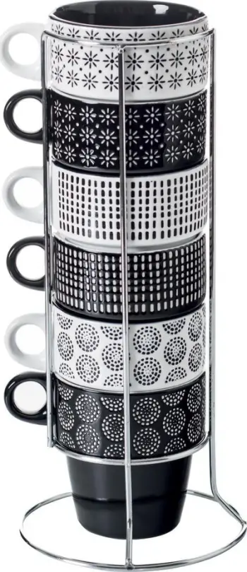 Set filxhanësh Secret de Gourmet Ethnik, 6 copë, 260 ml, bardh e zi